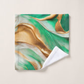 Emerald Jade Green et Gold Abstrait Art (Gant de toilette)
