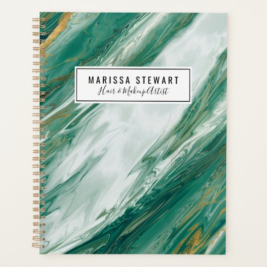 Emerald Jade Green Gold Accenté Marbre peint (Devant)