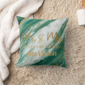 Emerald Jade Green Gold schilderde marmer Wedding Kussen (Deken)