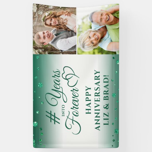 Emerald Jubileum Heart YEARS IN FOREVER Photo Spandoek (Verticaal)
