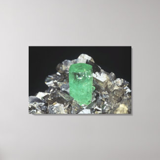Emerald kristal in Calciet, Colombia, Zuid-Amerika Canvas Afdruk