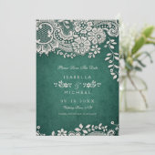 Emerald  lace rustic wig save the date (Staand voorkant)