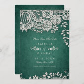 Emerald  lace rustic wig save the date (Voorkant / Achterkant)