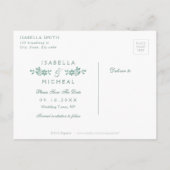 Emerald  lace rustic wig save the date aankondigingskaart (Achterkant)