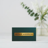 Emerald Leather & Gold Foil Visitekaartje (Staand voorkant)