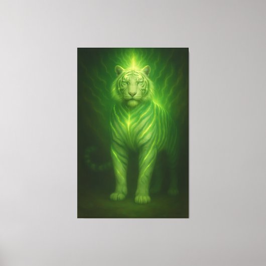 Emerald Light Guardian White Tiger – Standing Divi Canvas Afdruk (Voorkant)