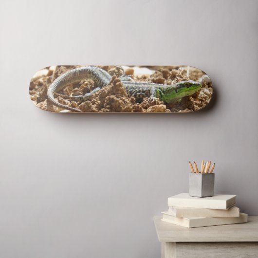 Emerald lizard Salamander op aarde Skateboard (Muurkunst (Horizontaal))