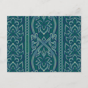 Emerald Lotus Tapestry Pattern - De Witte Lotus Briefkaart
