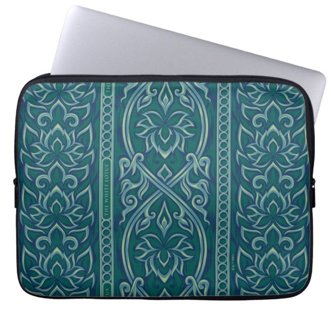 Emerald Lotus Tapestry Pattern - De Witte Lotus Laptop Sleeve (Voorkant)