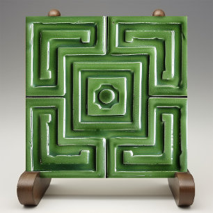 Emerald Maze Faux Relief Keramische Tegel Tegeltje