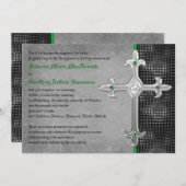 Emerald Medieval Celtic Cross Wedding Invitation Kaart (Voorkant / Achterkant)