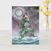 Emerald Mermaid Fantasy Art Kaart (Gele Bloem)