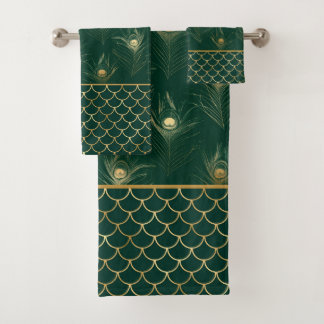 EMERALD MERMAID PEACOCK FEATHER BATHROOM TOWEL BAD HANDDOEK