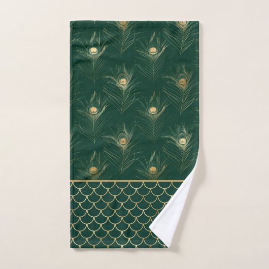 EMERALD MERMAID PEACOCK FEATHER BATHROOM TOWEL BAD HANDDOEK (Handdoek)