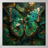 Emerald Metamorfose - 3D Vlinder Moderne Kunst Poster (Voorkant)