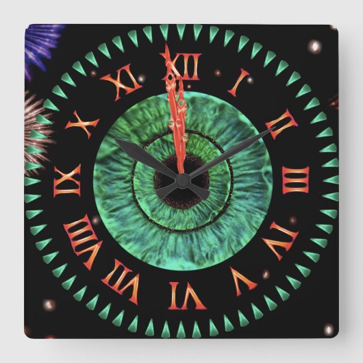 Emerald Midnight Clock Vierkante Klok (Voorkant)