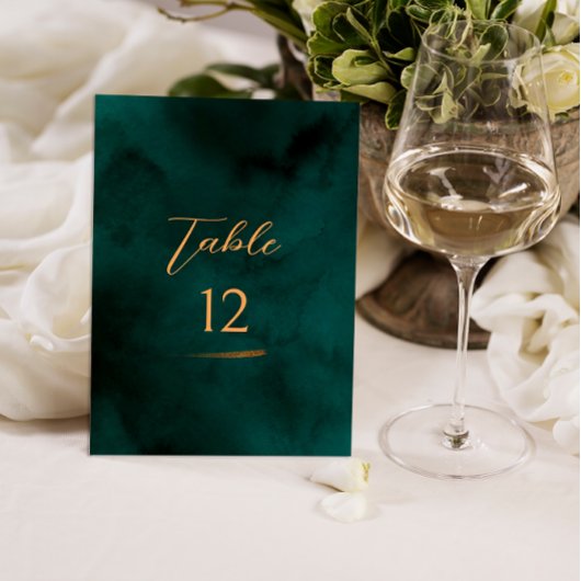 Emerald Modern Script Mariage Numéro de table