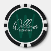 Emerald Modern Script Persoonlijke Bruidsjonkers Poker Chips (Voorkant)