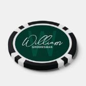 Emerald Modern Script Persoonlijke Bruidsjonkers Poker Chips (Enkel)