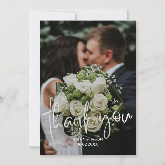 Emerald Modern Script Photo Dank je kaart (Voorkant)