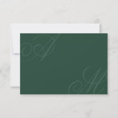 Emerald Moderne Élégant Monogramme minimal RSVP (Dos)