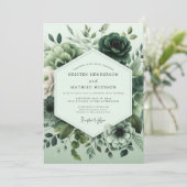 Emerald Monochromatic Bloom Wedding Kaart (Staand voorkant)