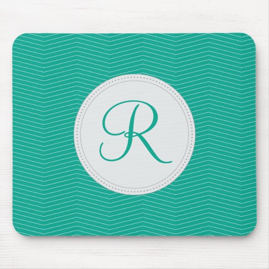 Emerald Monogram Thin Chevron Pattern Muismat (Voorkant)