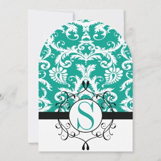 Emerald Monogram Wedding Invite of enige kleur Kaart (Achterkant)