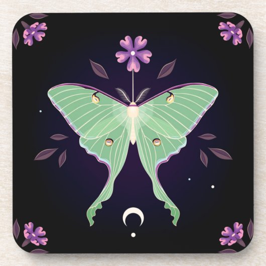Emerald Moth & Floral | Dessous de verre naturels (Devant)