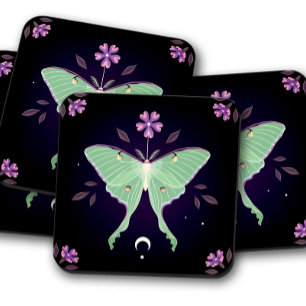 Emerald Moth & Floral   Dessous de verre naturels 