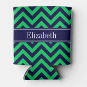 Emerald Navy LG Chevron Navy Blue Name Monogram Blikjeskoeler (Voorkant)