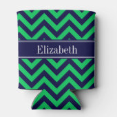 Emerald Navy LG Chevron Navy Blue Name Monogram Blikjeskoeler (Achterkant)