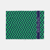 Emerald Navy LG Chevron Navy Blue Name Monogram Fleece Deken (Voorkant (Horizontaal))