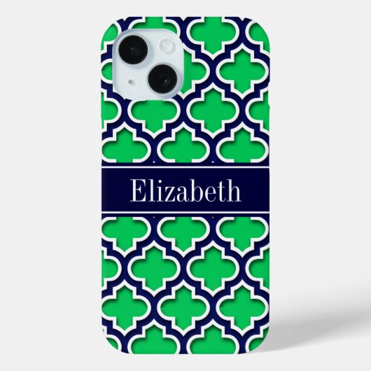 Emerald Navy Moroccan #5DS Navy Name Monogram Case-Mate iPhone Case (Achterkant)