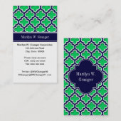 Emerald Navy Moroccan #5DS Navy Name Monogram Visitekaartje (Voorkant / Achterkant)