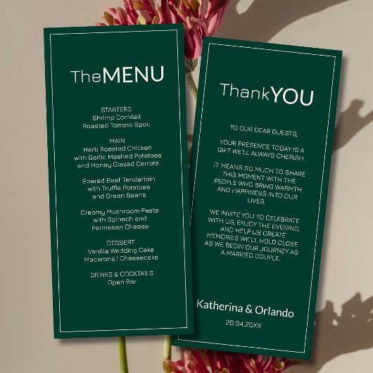 Emerald Old Money Trouwmenu Bedankbrief Programma