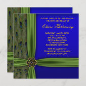 Emerald Peacock Gold 50th Birthday Invitations (Devant / Derrière)