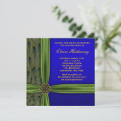 Emerald Peacock Gold 50th Birthday Invitations (Debout devant)