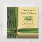 Emerald Peacock Gold 50th Birthday Invitations (Devant)