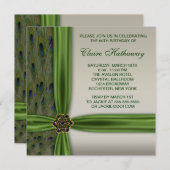 Emerald Peacock Gold 50th Birthday Invitations (Devant / Derrière)