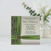 Emerald Peacock Gold 50th Birthday Invitations (Debout devant)