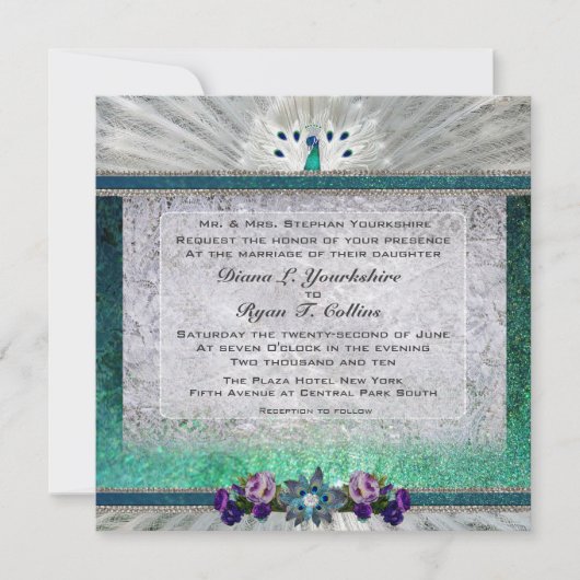 Emerald Peacock Uitnodiging (Voorkant)