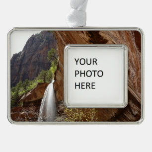Emerald Pool Watervallen III vanuit Zion National  Verzilverd Kader Ornament
