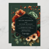 Emerald Poppy Noir Wedding Kaart (Voorkant / Achterkant)