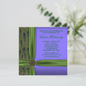 Emerald Purple Peacock 30e anniversaire Invitation (Debout devant)