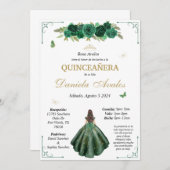 Emerald Quinceañera uitnodiging in het Spaans (Voorkant / Achterkant)