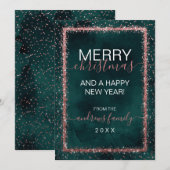 Emerald Roos Gold-geprinte Confetti Kerstmis Feestdagenkaart (Voorkant / Achterkant)