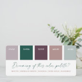 Emerald & Roos Gold Wedding Colour Palette Card Kaart (Staand voorkant)