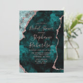 Emerald & Rose Gold Agate Bridal Shower Invitation (Debout devant)