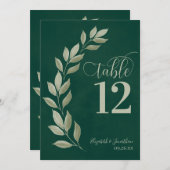 Emerald & Sage Green laat een modern tabelnummer a (Voorkant / Achterkant)